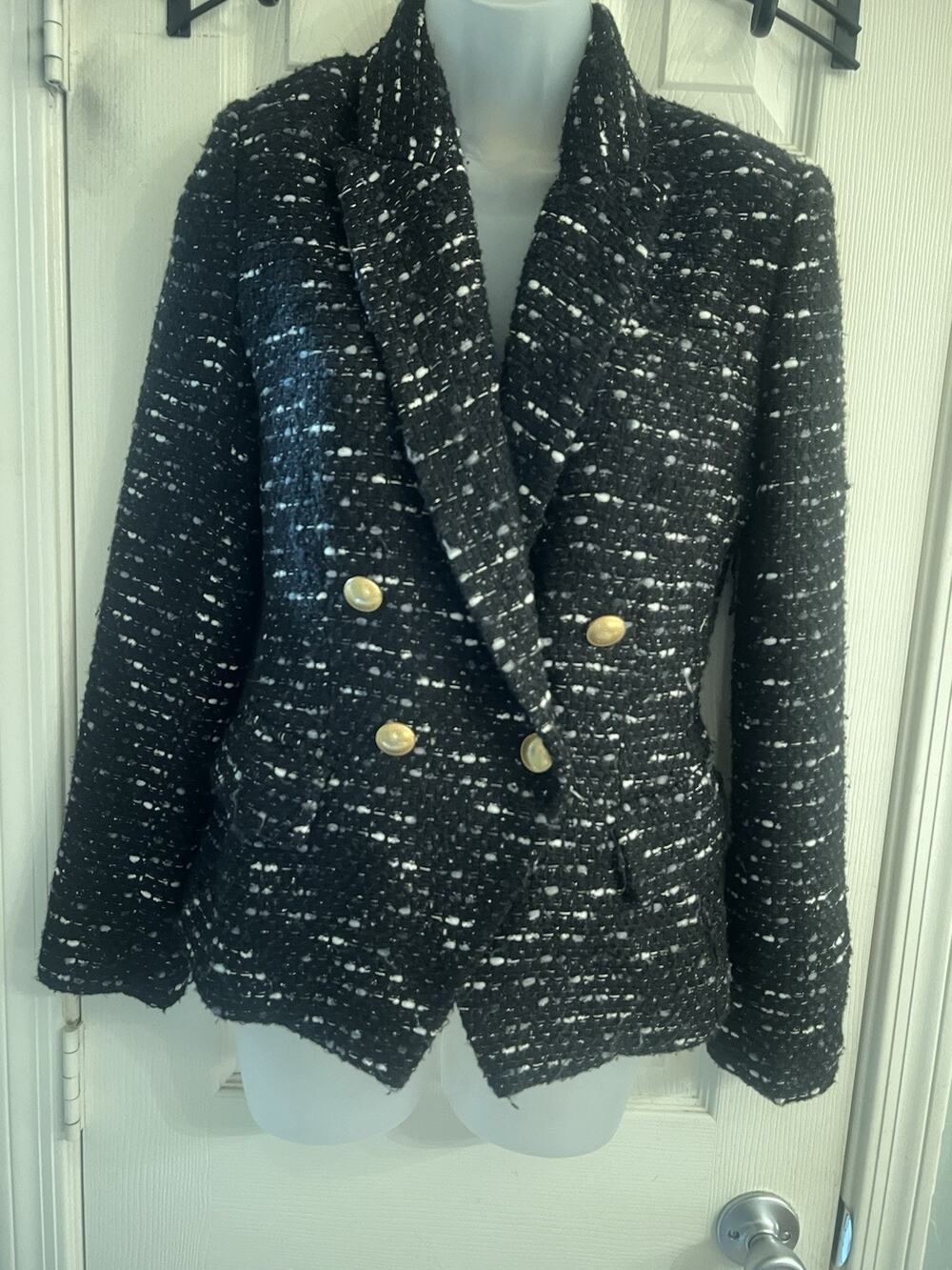 L'Angence Women's Houndstooth Cropped Wool Blazer Jacket Size 2